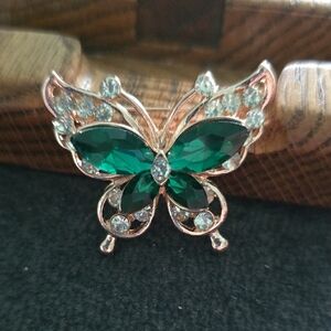 Emerald Green Butterfly Crystal Brooch - Women Jewelry